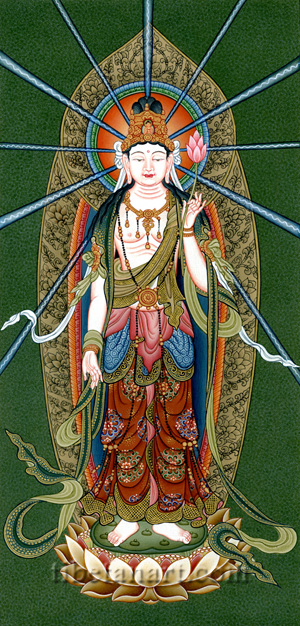 Standing Avalokiteshvara, Kannon Paintings by Tanka Bahadur Bal Tamang